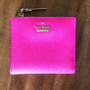 Kate Spade hot pink wallet with gold detailing